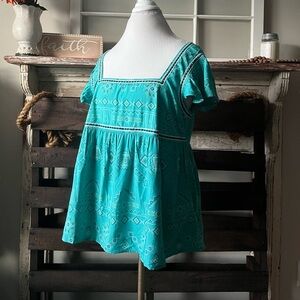 WRANGLER RETRO Womens Flutter Sleeve Top Turquoise Size Large